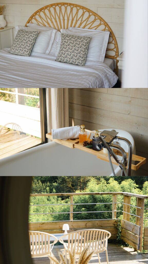 Lodge Sépale avec terrasse et vue sur la nature à Carrière Sauvage